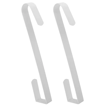 2 куки за венци над вратата - тънък метален държач за венци над вратата, ваканционни имоти закачалка за предната или на задната врата (бял)
