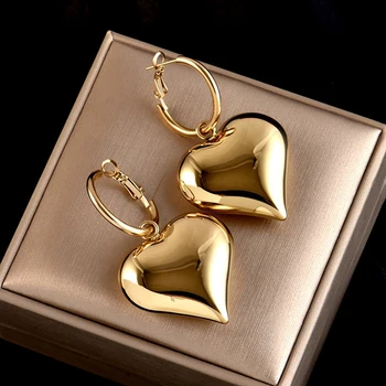 2023 Луксозни обеци-халки Huggie със сърца, Асиметрични обеци-халки Ins Бижута За жени, Нови обеци златен цвят, подарък за тийнейджъри