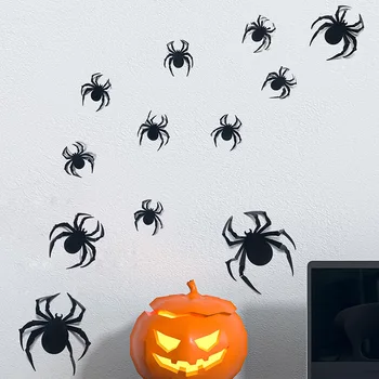 3D триизмерна паяк, 12 самозалепващи етикети на Хелоуин, тапети за декорация на верандата в спалнята