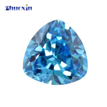 3x3 ~ отгледа 10х10 мм Триллионная форма 5A Морско синьо CZ Камък Синтетични скъпоценни камъни Кубичен цирконий за бижута направи си САМ