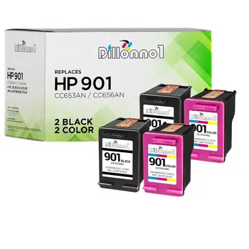 4 ОПАКОВКИ черни / цветни мастила HP # 901 за принтер серия HP Officejet 4500 G510