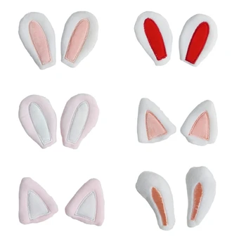 5 двойки апликации във формата на кроличьих / котешки уши, Щипки за коса, Ключодържатели, Ръкавици, Дрехи, Материали за шиене, ленти, Аксесоари за коса