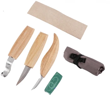 5шт Длето за дърворезба от неръждаема стомана, Дървообработващи режещи инструменти, Набор от ръчни инструменти за базова фина дърворезба.