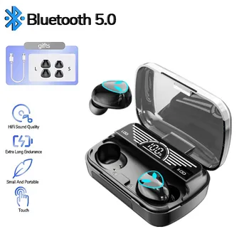 Bluetooth слушалка М 20 5.3 TWS Touch дисплей с храна ушите true wireless с цифров дисплей за киберспортивных игри