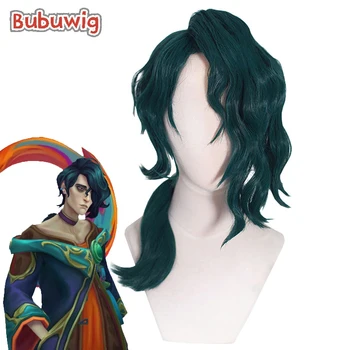 Bubuwig Синтетични косми е Hwei Cosplay Перуки Играта LOL Hwei 60 см Дълга къдрава Тъмно зелени Вечерни Мъжки къдрави перуки Топлоустойчиви
