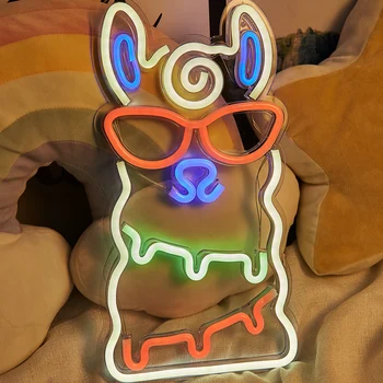 Chi-buy Alpaca LED Неонова реклама Неонови Надписи се захранва от USB, лека нощ, 3D Стенно изкуство и Детска стая, Спалня, интериор за дневната, Знаци за лампи