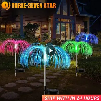 Led Слънчева светлина за Украса на градината медузи ♫ Led оптични светлини на слънчевата енергия Външна Водоустойчива декоративна лампа за косене на дворове