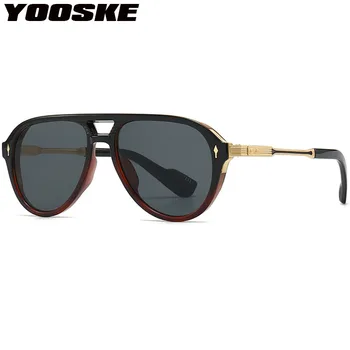 YOOSKE Нови Мъжки Слънчеви очила Pilot в ретро рамки с двоен лъч Слънчеви Очила Мъжки Маркови Дизайнерски Vintage Слънчеви очила с UV400 6052