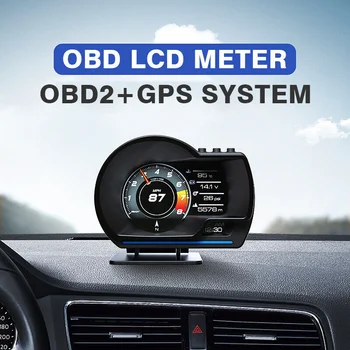 Авто главоболие, HUD дисплея OBD2 + GPS Интелигентен сензор за авто HUD, дигитален километраж, сот, Температурата на водата и маслото, об/мин