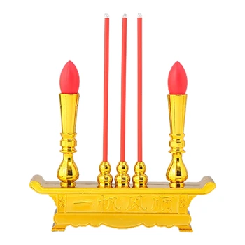 Будистки олтар, електрическа led свещ на Буда, имитация на тамян, работещи на батерии за горелката, Празнична парти в чест на Китайската Нова година