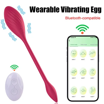 Вибратор, 9 режими, бикини, вибратор, масажор точка G, управление на приложението Bluetooth, Носимые секс-играчки с вибрираща яйце за жени, топката на Кегел
