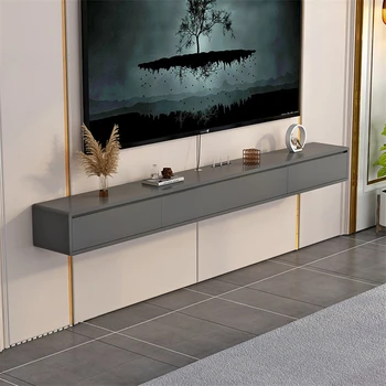 Висящи ТВ-шкафове Nordic Light е от луксозен дърво, мебели за хола, къща за малък апартамент, Стенна поставка за телевизор, кафе масичка