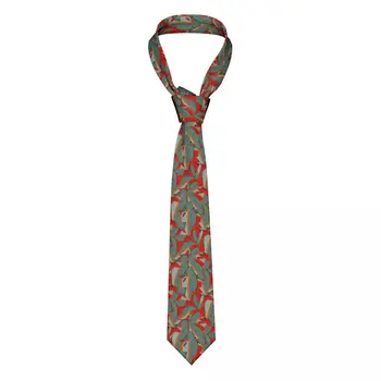 Вратовръзка за мъжете, Вечерни тесни вратовръзки, Класически мъжки Прясна риба с червени перки и опашки, Сватбен вратовръзка за един господин, тесен