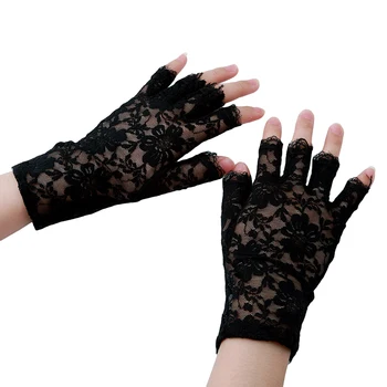 Гореща продажба моряк на fortune танц на пръстите на дамски секси дантелени ръкавици ръкавици за жени на булката от половината от пръстите мрежести ръкавици, ръкавици без пръсти Handschoenen 