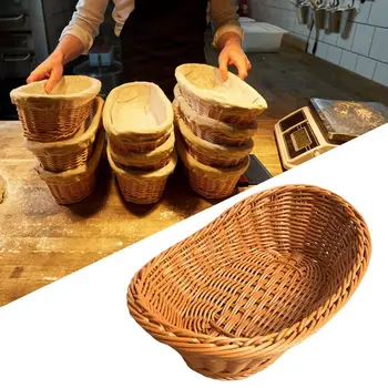 Готварска кошница за багаж от ратан, творчески кафяви Овална тава за хляб, кутия за съхранение на зеленчуци, плодове и цветя в хола