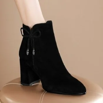 Дамски обувки 2023, Модни Дамски ботильоны, Маркови и Модерни обувки, Дамски Обикновена обувки джоб с лък, и остри пръсти, Женски Zapatos