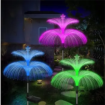 Двойна слънчева светлина под формата на медузи, 7 цвята, Слънчева Градина светлини, led светлини, оптичен, Водоустойчив Външен декор, Морава лампа