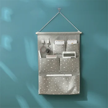 Джобове Памучен стенни чанта за съхранение на мебели за дома, вратата на достъпа на гардероба си за дреболии Закачалка за дрехи на Притежателя козметични играчки Органайзер
