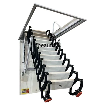 Домакински автоматична плъзгаща се стълба на тавана, сгъваема стълба, Електрически дистанционно управление, скрито стълбище, богат на функции