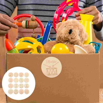Дървени тагове за съхранение на етикета категория на съхранение за деца, Кръгъл етикет за опаковане, знак за украса на детска