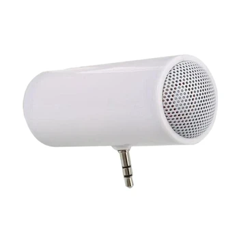 Жак 3,5 мм стерео мини-микрофон, Преносим музикален MP3 плейър, усилвател динамика, говорител за мобилен телефон, tablet PC-Бял
