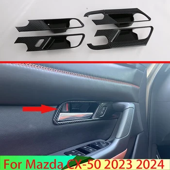 За Mazda CX-50 2023 2024 Автомобилни Аксесоари От Въглеродни Влакна Стил Вътрешна Врата копчето на Кутията Затвори Купа Отрежете Поставяне на Рамка Bezel Гарнитура
