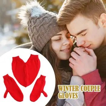 Зимни плетени калъф за ръкавици с ръчно дизайн За двойки, катающейся ски на открито, утепляющие велосипедни ръкавици, напълно запазване на пръстите на ръцете, ръкавици Q5E7