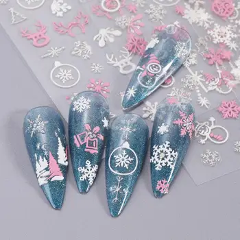 Зимните стикери за нокти Коледни стикери за нокти Изискани коледни стикери за маникюр с шарени снежинки и снежен за жени