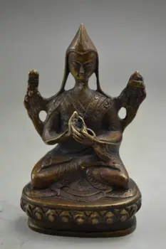 Изцелителната Стар Тибетски Медни Дърворезба, Ръчно изработени От Божествена Молитва на Буда Носи Късмет Статуята Украса на Градина от 100% истинска Месинг И Бронз