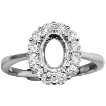 Класически рамки за пръстени Halo за направата на годежен пръстен, 5 мм * 7 мм, дограма от скъпоценни камъни, 18-каратово златно покритие, търсене на бижута