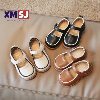 Кожени обувки за малко момиче в стил мозайка с кръгла пръсти, красиви детски обувки Mary Janes 21-30, класическа мода есен обувки от матирано изкуствена кожа за момичета