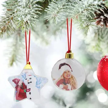 Коледна снимка от прозрачна пластмаса, петзвезден топка, Коледна украса, Коледна елха, висящи декор за дома, партита, Детски