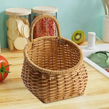 Кошница за съхранение в кухнята, плетени висящи кошници за зеленчуци, шкаф за всяка всячины