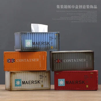 Креативен метален контейнер в индустриален стил в стил ретро, кутия за салфетки