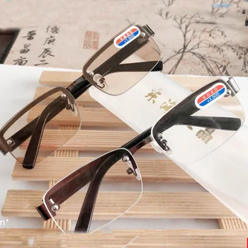 Кристални Очила За Четене HD Пресбиопические Очила Мода От 0 До + 4,0 без рамки Кафяви Очила 2023 Очила за Мъже