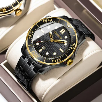 Луксозни маркови мъжки бизнес кварцов часовник с творчески криви циферблат, Календар, Водоустойчив ръчни часовници, Модни мъжки Спортни Подарък ръчен часовник