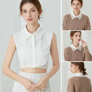 Модерен класически шифоновая памучен блуза с ревери, външен яка, аксесоари за облекло, риза с накладным яка