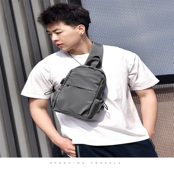 Нова мъжка чанта през рамо, многофункционален джоб за телефон, нагрудная чанта, зареждане чрез USB, Корейската спортна чанта за отдих, чанта през рамо, градинска чанта