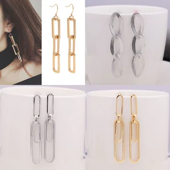 Нови модни Метални обеци-капки за жени, многослойни Кухи звена, Верига златен цвят, Геометрични декорации за уши, окачване