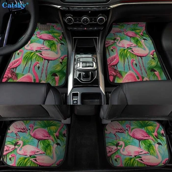 Постелки за пода в купето на Pink Flamingos, Мини, Универсална, подходяща за седан RV спорт ютилити превозно средство, типът / размерът на Предните и задните подложки за краката, защита на пода на автомобила