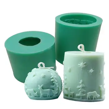 Релефни форми свещи перлено бял фигура Коледа производство на свещи мухъл 3D коледна свещ прес-форми за DIY свещ гипсови орнаменти
