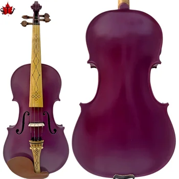 Ръчна работа, кленовое дърво, лилаво 4-струнен Электроакустическая Цигулка 4/4, подобрен звук на цигулка, чист и мощен звук