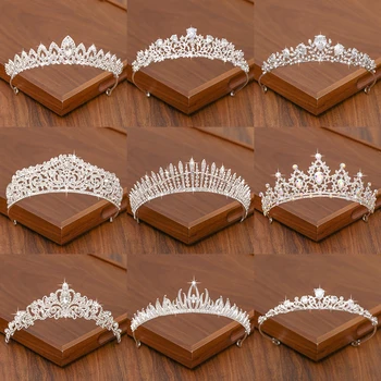 Сватбена диадема-корона за коса, сватбени аксесоари за коса, За жени, Сребърна Корона за сватбени на короните и Диадема-женски аксесоари В подарък
