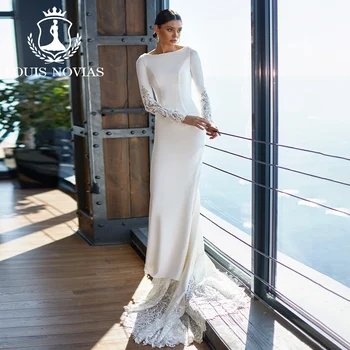 Сватбена рокля на Русалка с дълъг ръкав LOUIS NOVIAS 2023 С обемни апликации, шапки за бродерия, влак-една Тръба, Сватба рокля Vestido De Новия