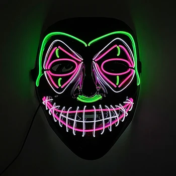 Светещи Маска ужасно клоун на парти в чест на Хелоуин, с led осветление, забавно маска за лице, неон маскировочная маска, подпори за костюм