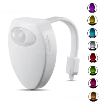 Сензор за движение Тоалетни Тела USB LED Colors Акумулаторни Водоустойчива за Купата Tiolet WC Luminaria Лампа За Баня