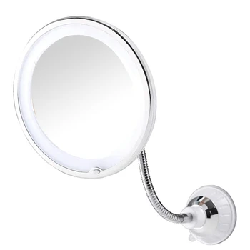 Складное огледало с вендузата, въртящо се на 360 градуса, led 10X с трайно вендузата, Преносимо безжично огледало за пътуване и за дома