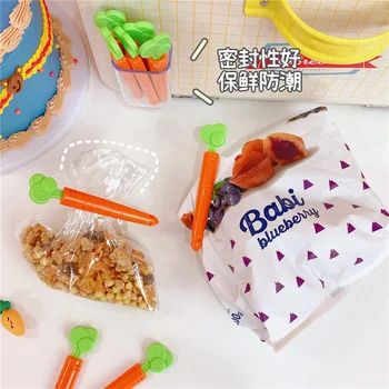 Скоба за запечатване на моркови в корейски стил, 5 опаковки, скоба за запечатване на пакети за хранене, Пластмасова оборудване запечатване на лентата, за анимационни пакети за закуски с магнит