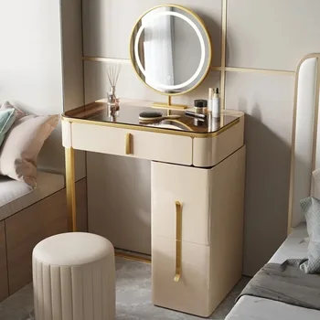 Скрин за малка спалня, маса за грим луксозни хотели в скандинавски стил, изцяло от масивно дърво, мини-стъклен тоалетка Penteadeira Furnitures