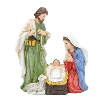 Статуетка на Св. Семейство, Статуетка Саграда Фамилия, Коледна фигурка от смола, Статуетка ръчно рисувани, украса за стаите, Занаяти за магазин